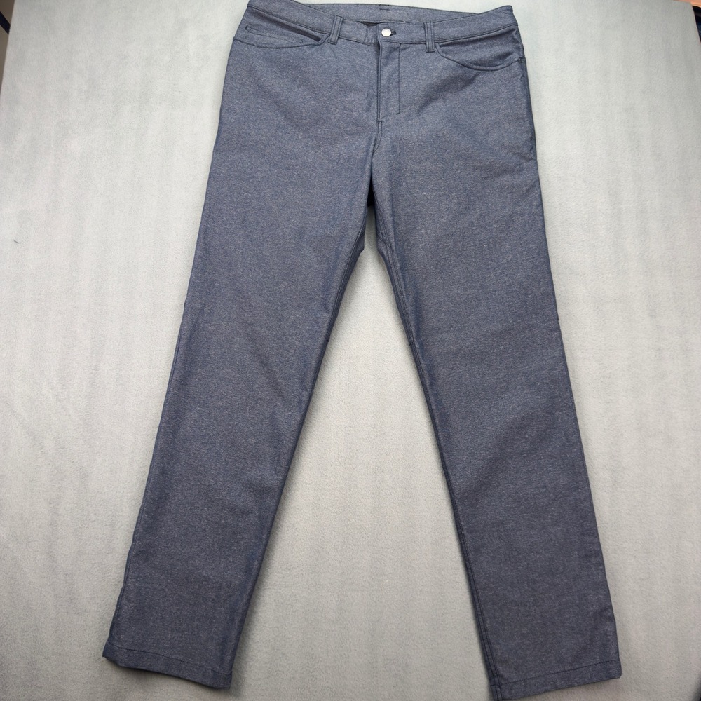 Lululemon Commission Pant Slim Blue Heathered Mens 34 Chino Trousers